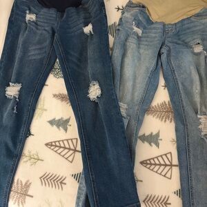 Maternity Distressed Blue Jeans